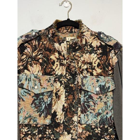 POL Goblincore Military Tapestry Jacket Women Sz S Fairy Grunge Avant Apocalypse - Picture 6 of 9